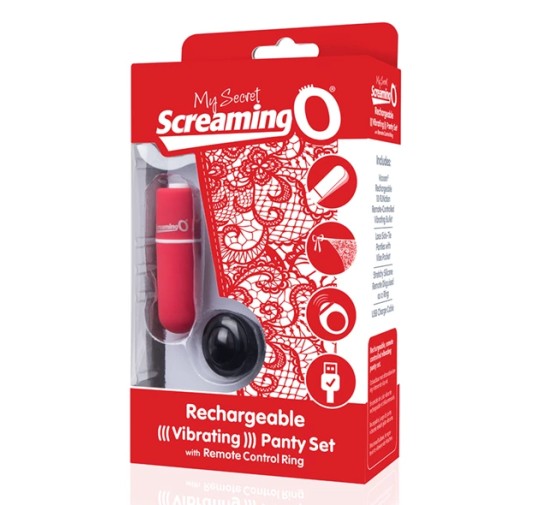 Wibrujące majteczki - The Screaming O Charged Remote Control Panty Vibe Red